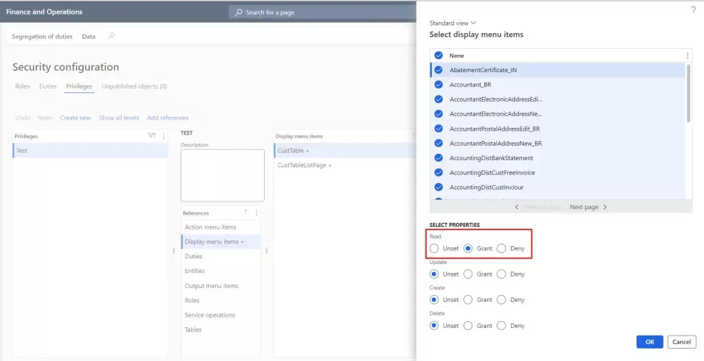 Microsoft Dynamics 365 Finance and Supply Chain Operations read only roles