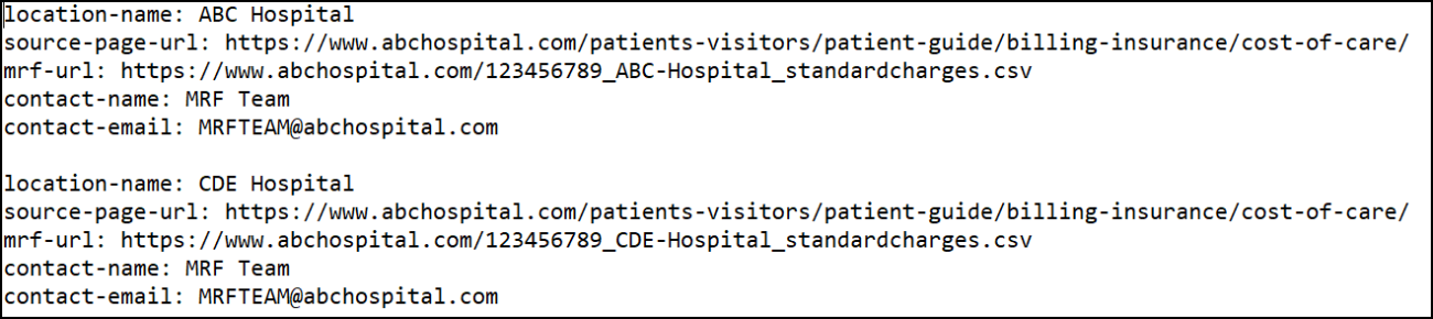 Exhibit 3 − Example .txt file output with multiple locations